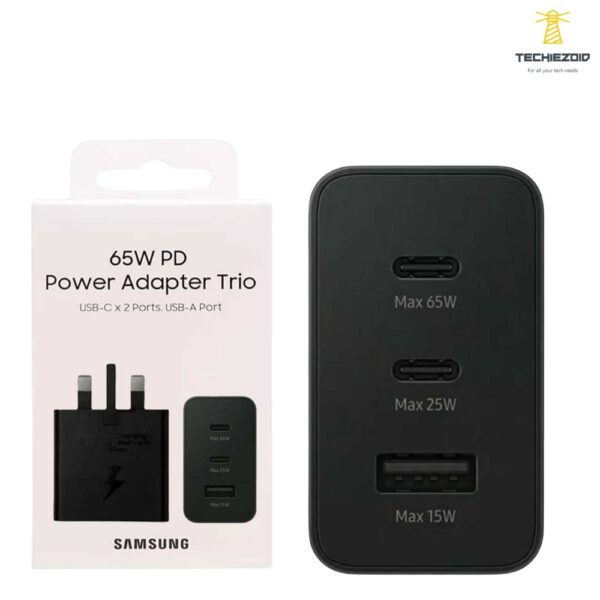 65W SAMSUNG UK PIN PD POWER ADAPTOR TRIO USB C x 2PORTS