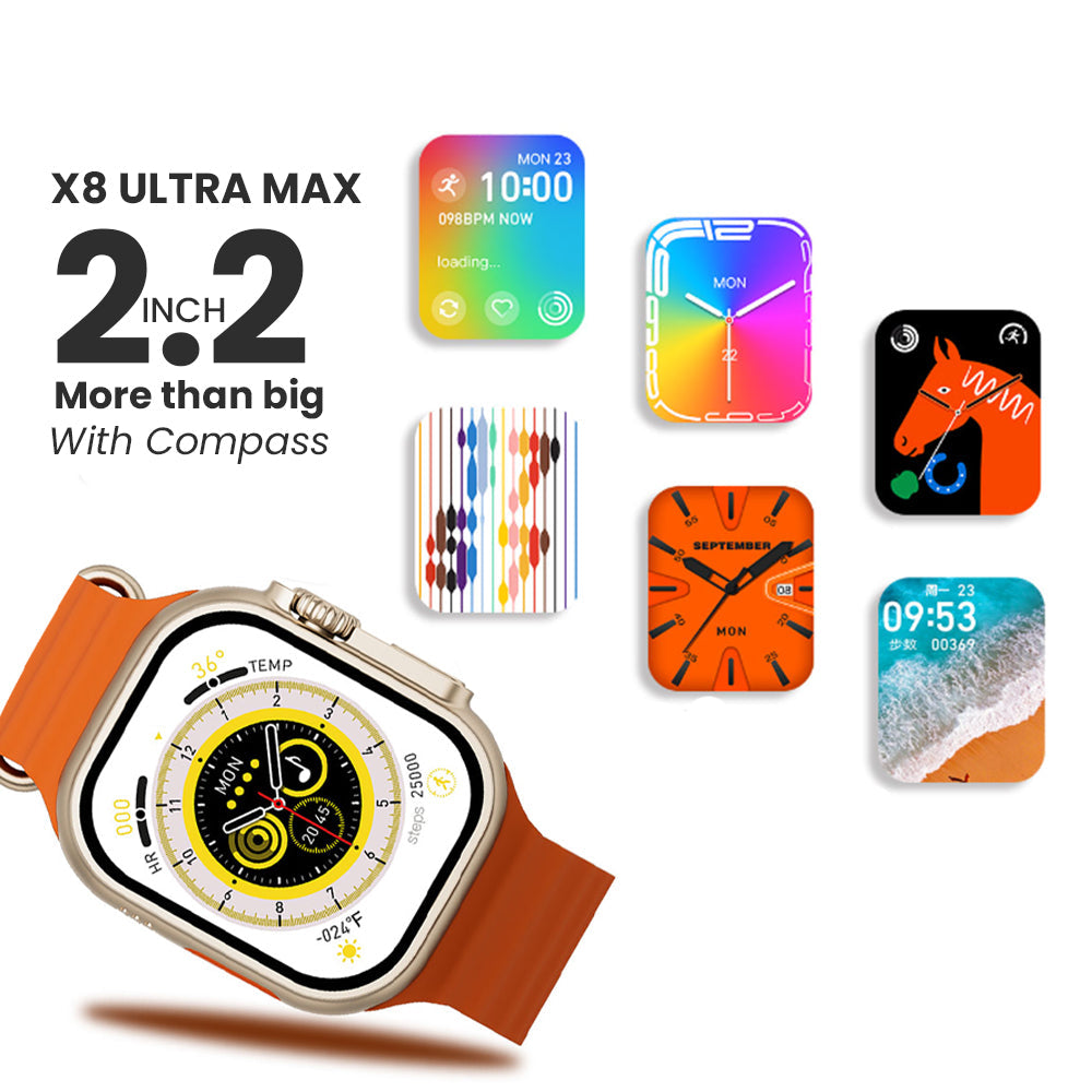 2.2 inch X8 Ultra Max With Compass Smartwatch 8 NFC